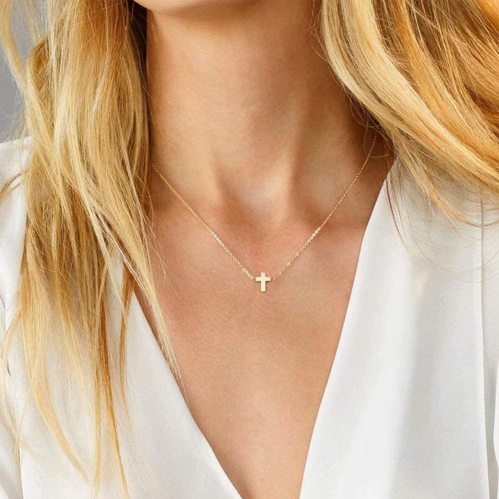 Turandoss Cross Necklace for Women 14K Gold Filled Small Cross Pendant Simple Sideways Cross Necklace for Women Jewelry Gifts 14 16 Inches Chain Gold/White God/Rose Gold Turandoss Cross Necklace for Women 14K Gold Filled Small Cross Pendant Simple Sideways Cross Necklace for Women Jewelry Gifts 14 16 Inches Chain Gold/White God/Rose Gold